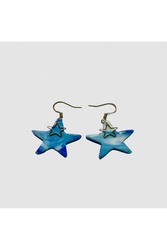 Boucles d'oreilles étoiles bleus